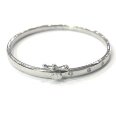 9 Carat White Gold Solid Hinged Diamond Bangle