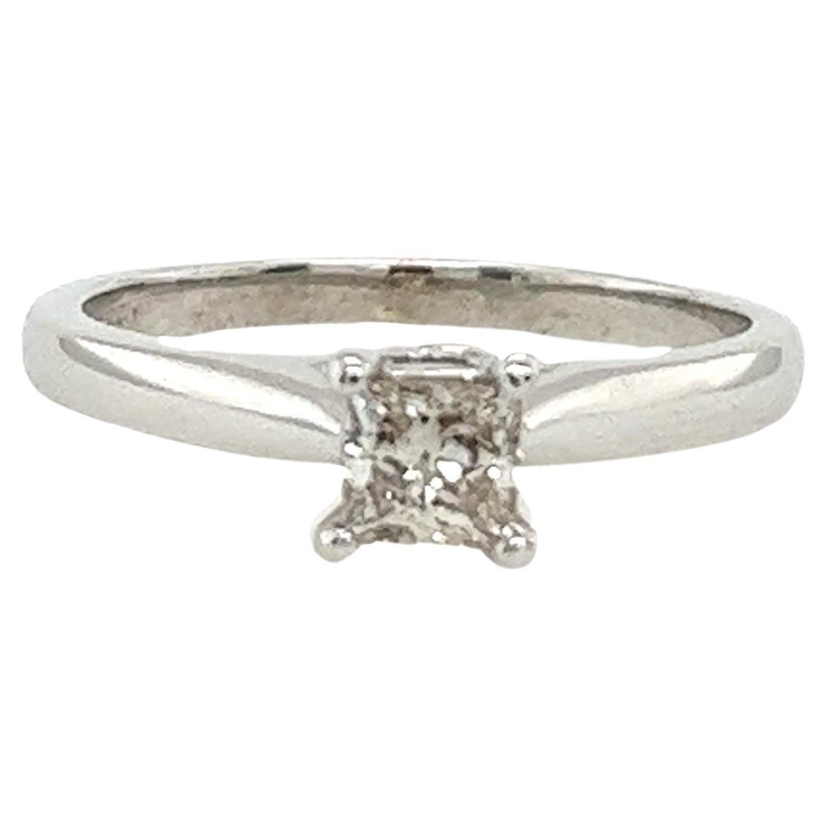 9ct White Gold Solitaire Diamond Ring Set With 0.40ct Princess Cut Diamond