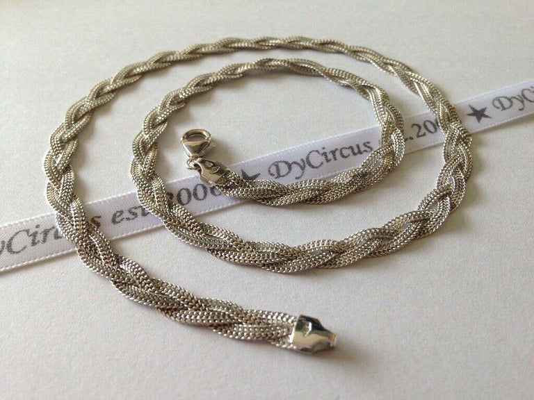 9ct White Gold Woven Necklace For Sale at 1stDibs