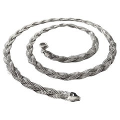 Vintage 9ct White Gold Woven Necklace