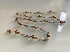 9ct White & Yellow Gold Ball & Bar Chain Fully Hallmarked
