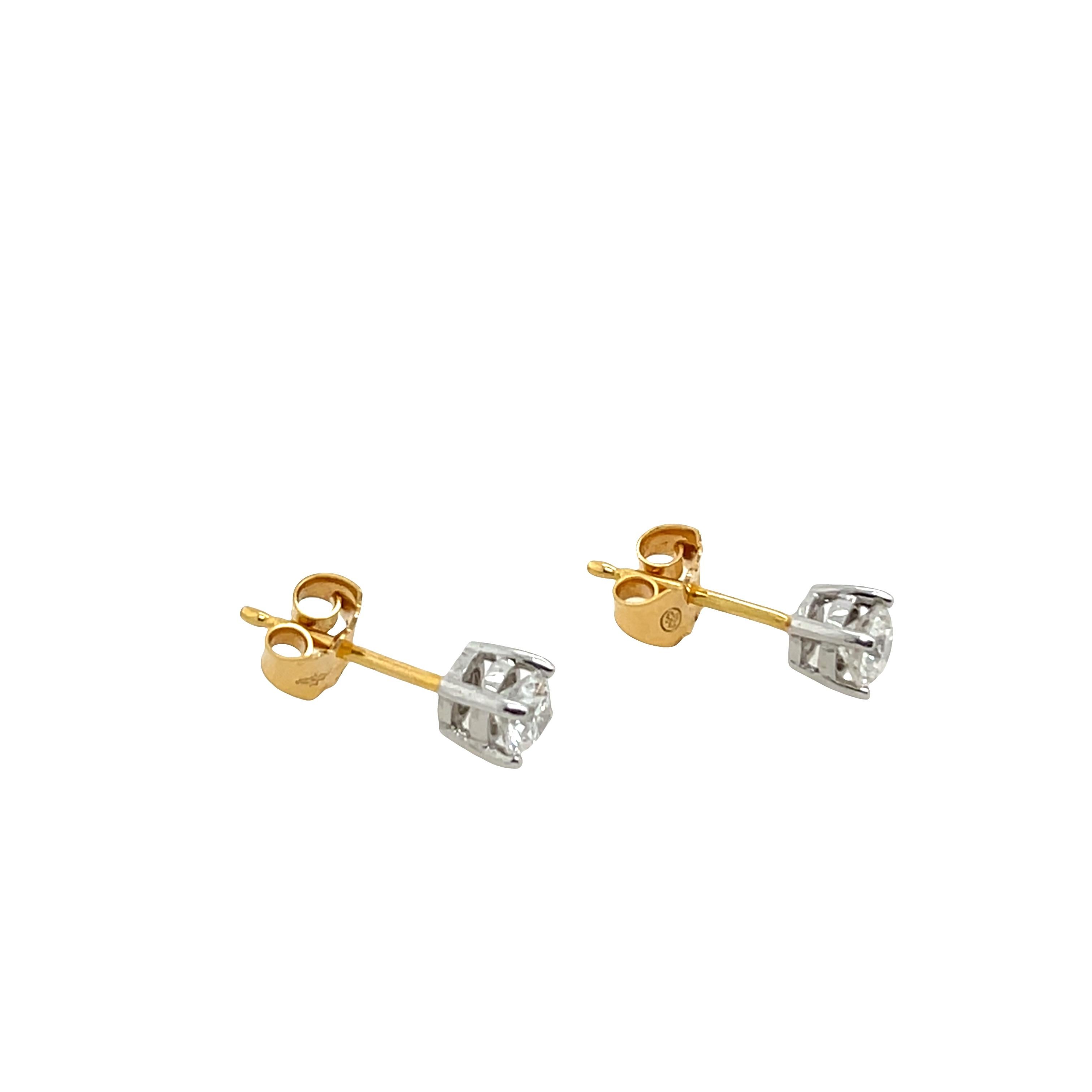 Diamant-Ohrstecker aus 9 Kt. Weiß- und Gelbgold, 0,50ct im Zustand „Hervorragend“ im Angebot in London, GB