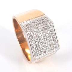 9ct Yellow and White Gold Diamond Signet Ring