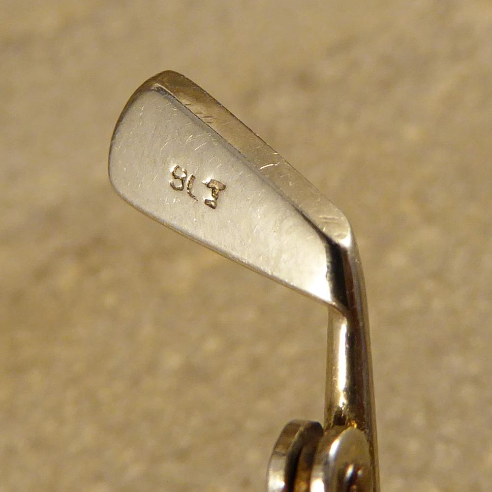 Women's 9 Carat Yellow and White Gold Vintage Golf Club Brooch For Sale
