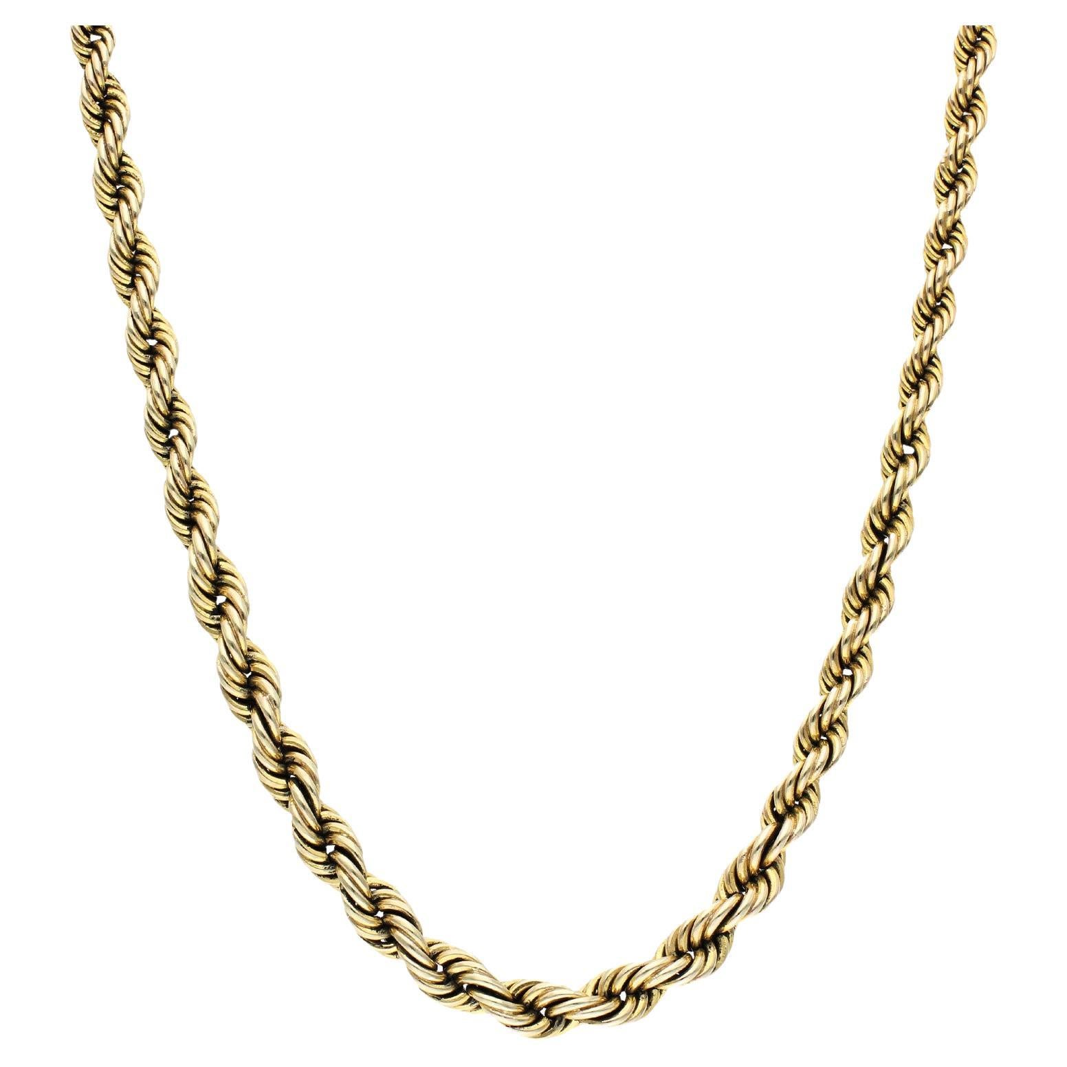 9ct Yellow Gold 17.5 Inch Graduated Hollow Rope Chain Necklace 15.10 grams