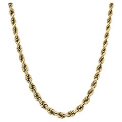 Vintage 9ct Yellow Gold 17.5 Inch Graduated Hollow Rope Chain Necklace 15.10 grams