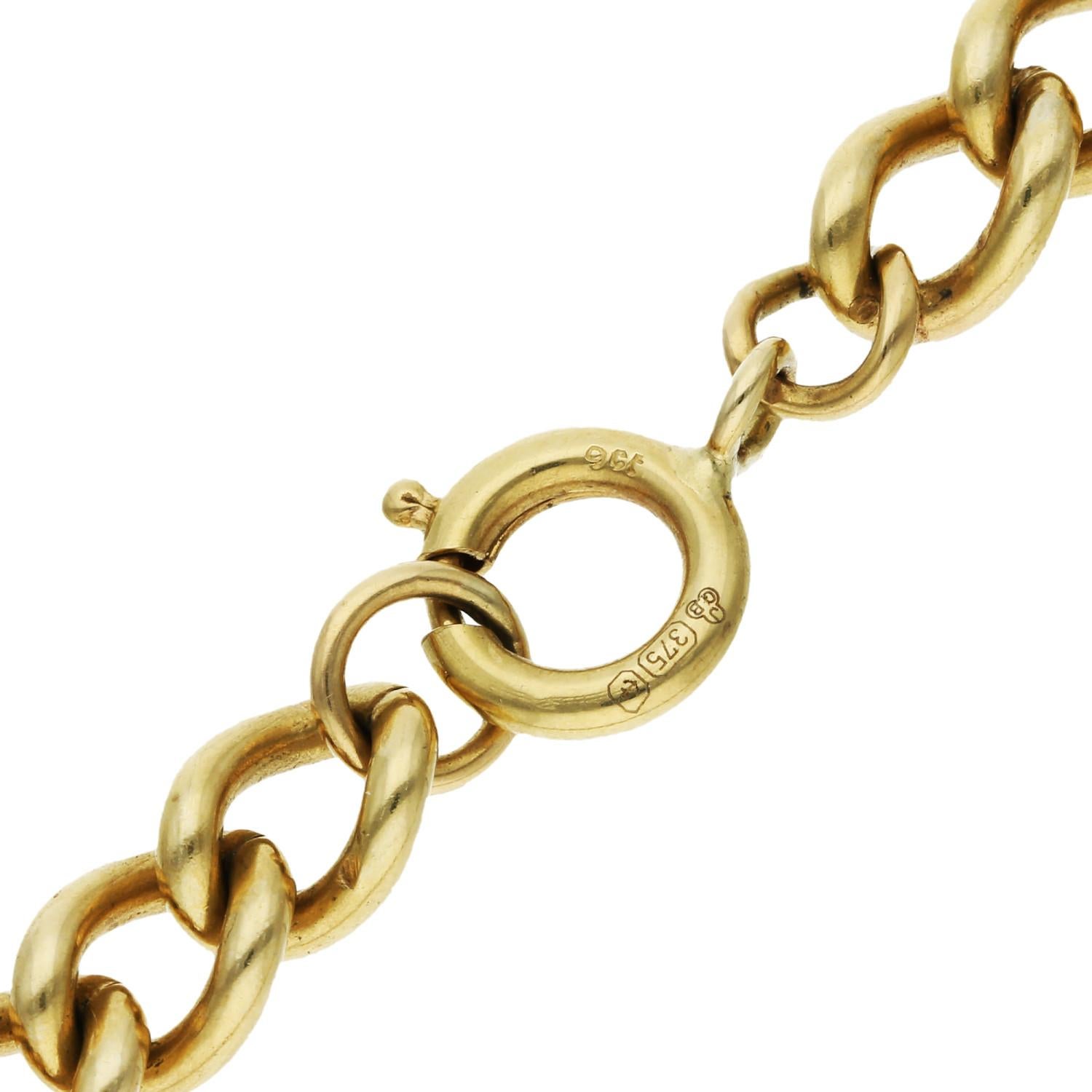 Ponte a la moda con nuestra cadena de oro amarillo de 9 ct de 18 pulgadas, el accesorio por excelencia para cualquiera que valore tanto la elegancia como la practicidad. Esta clásica cadena de eslabón está fabricada en lujoso oro amarillo de 9 ct,