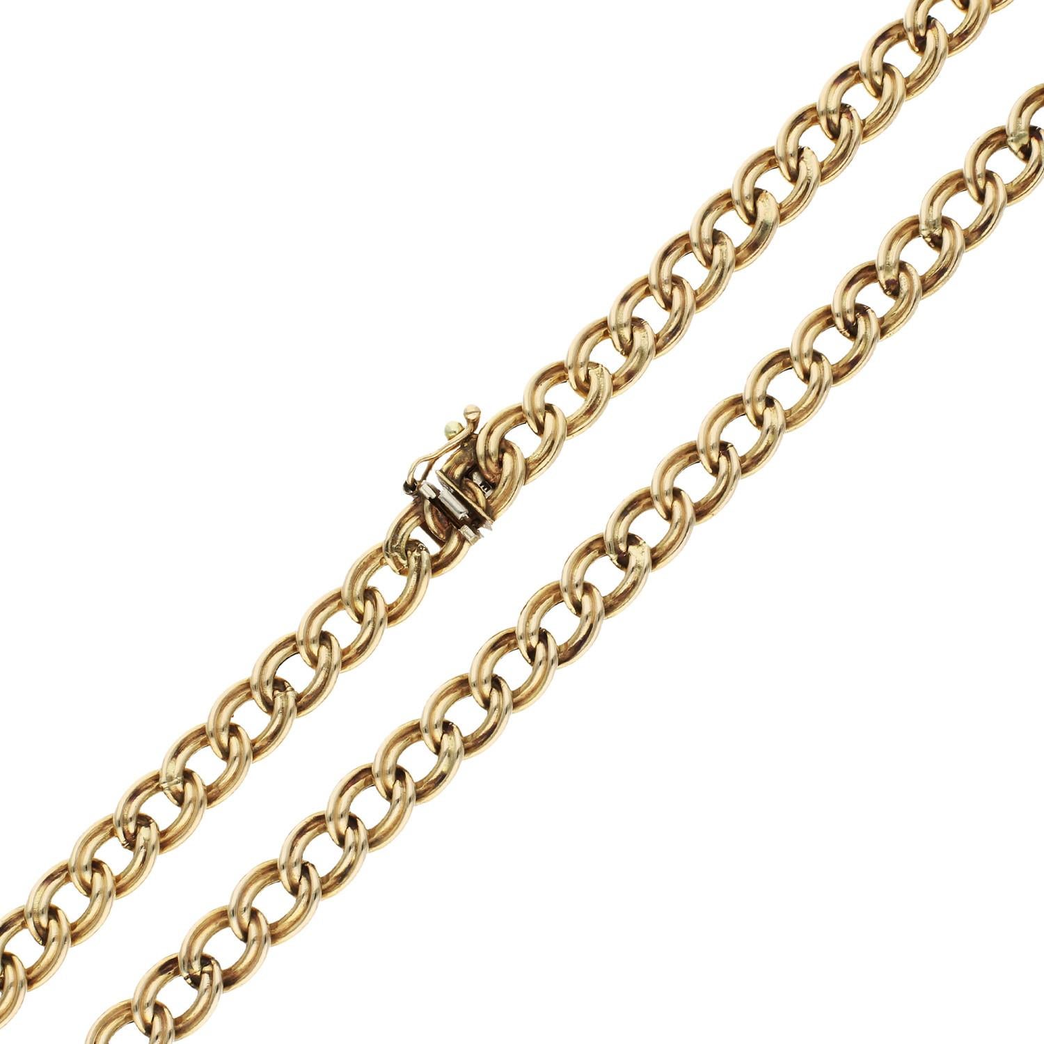 Women's 9ct Yellow Gold 18 Inch Double Curb Style Chain Necklace 18.20 grams For Sale