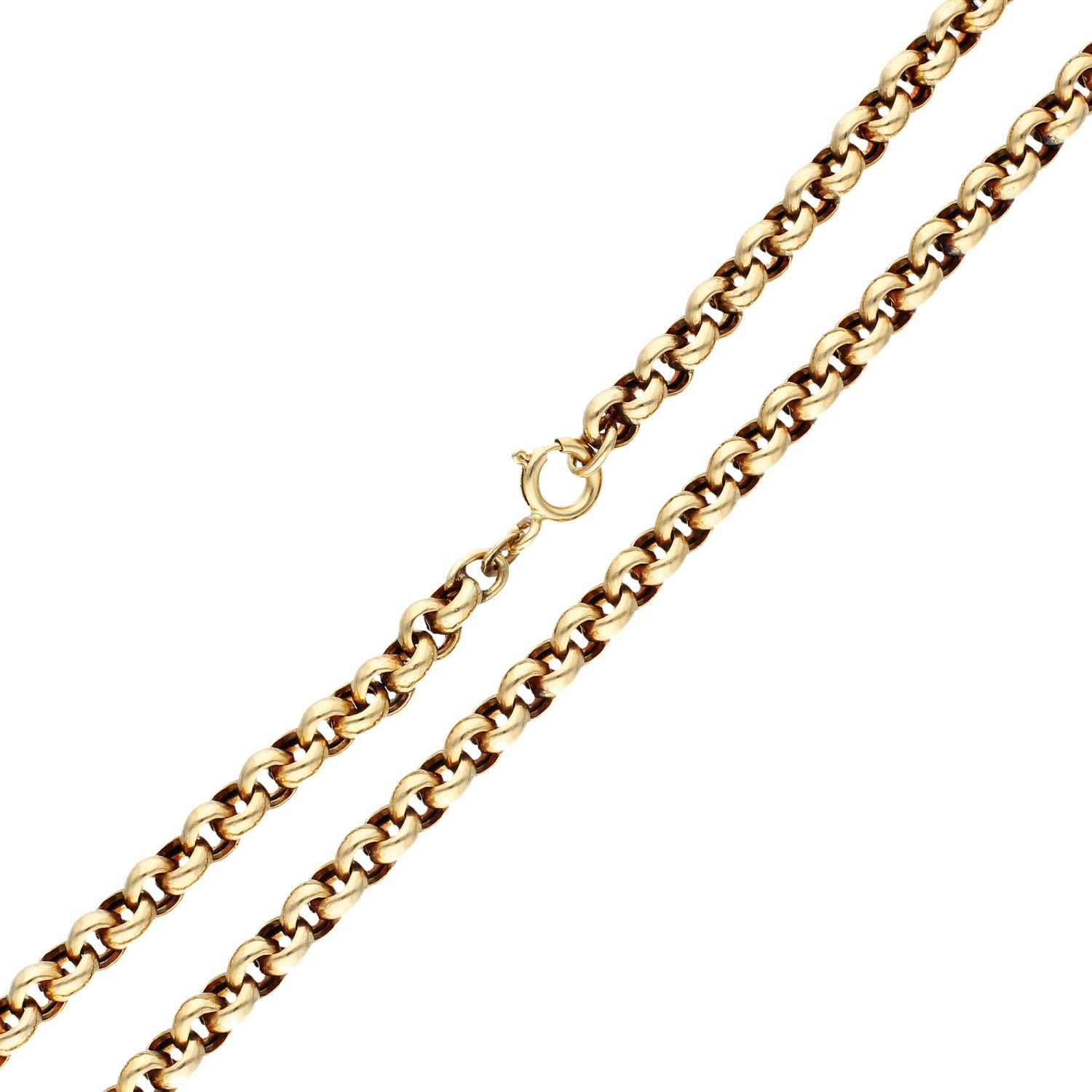 Women's or Men's 9ct Yellow Gold 20 Inch Hollow Belcher Chain 20.30 grams For Sale