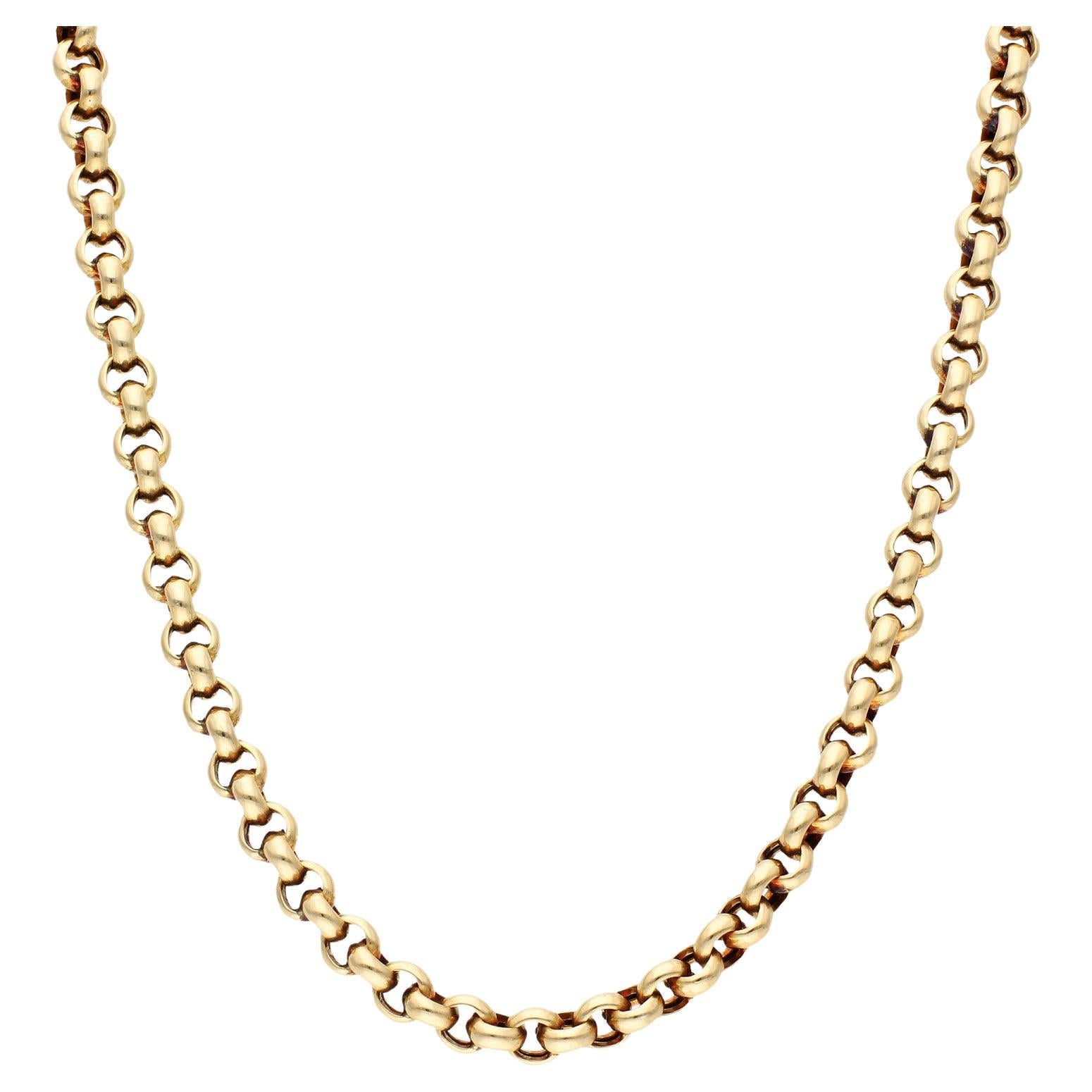 9ct Yellow Gold 20 Inch Hollow Belcher Chain 20.30 grams For Sale