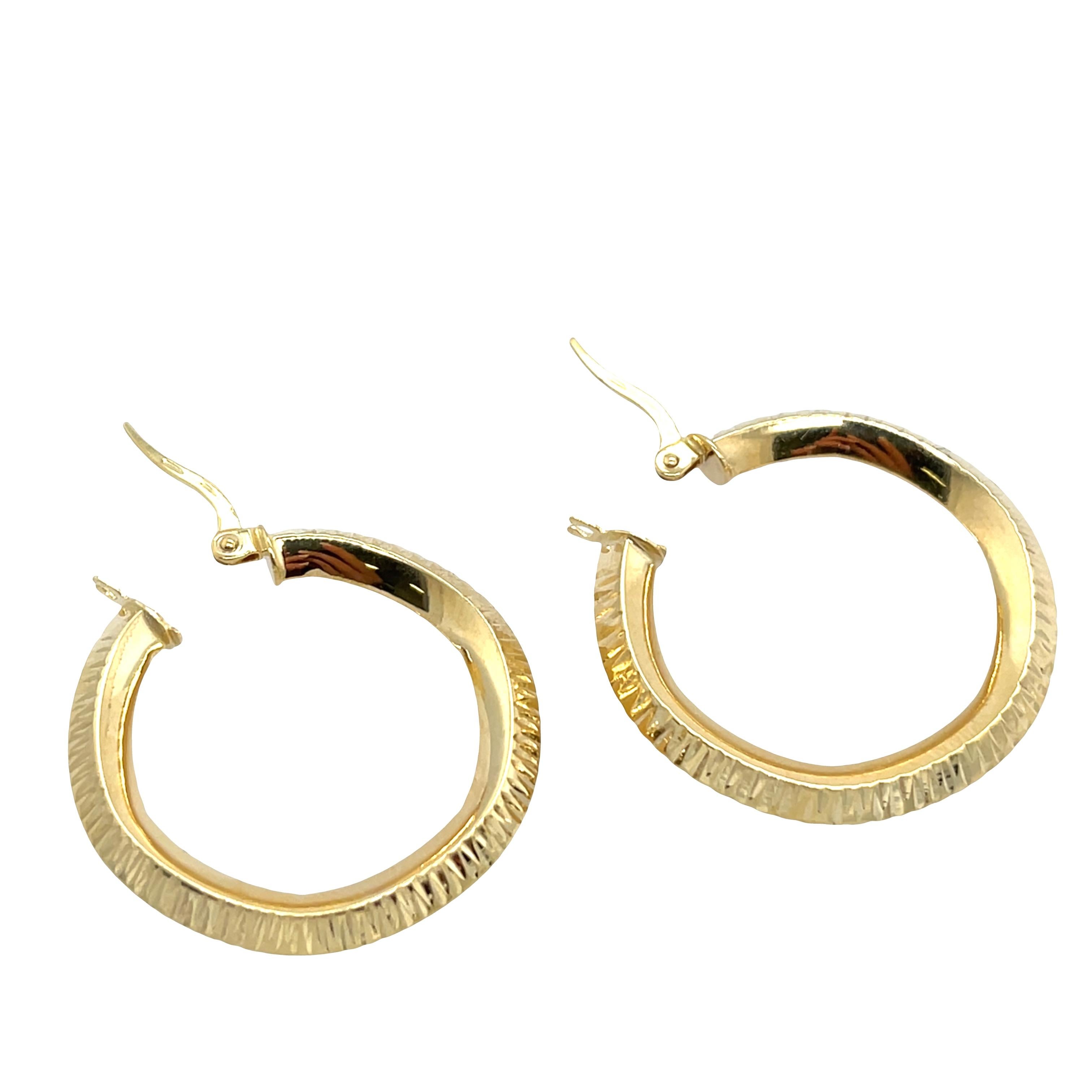 Questo classico paio di orecchini a cerchio semplici in oro giallo 9ct è un'aggiunta elegante a qualsiasi guardaroba. 
È realizzato in oro 9ct e ha un diametro di 10 mm. Il suo design semplice ma classico è una tendenza senza tempo che è sempre di
