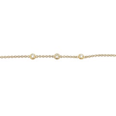 9 Karat Gelbgold 3 Stein Runder Diamantarmband mit Brillantschliff Verstellbare Länge