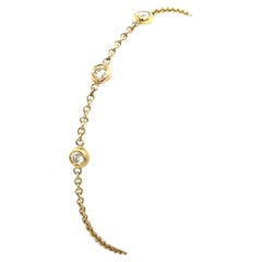 9ct Yellow Gold 3 Stone Round Brilliant Cut Diamond Bracelet Adjustable Length
