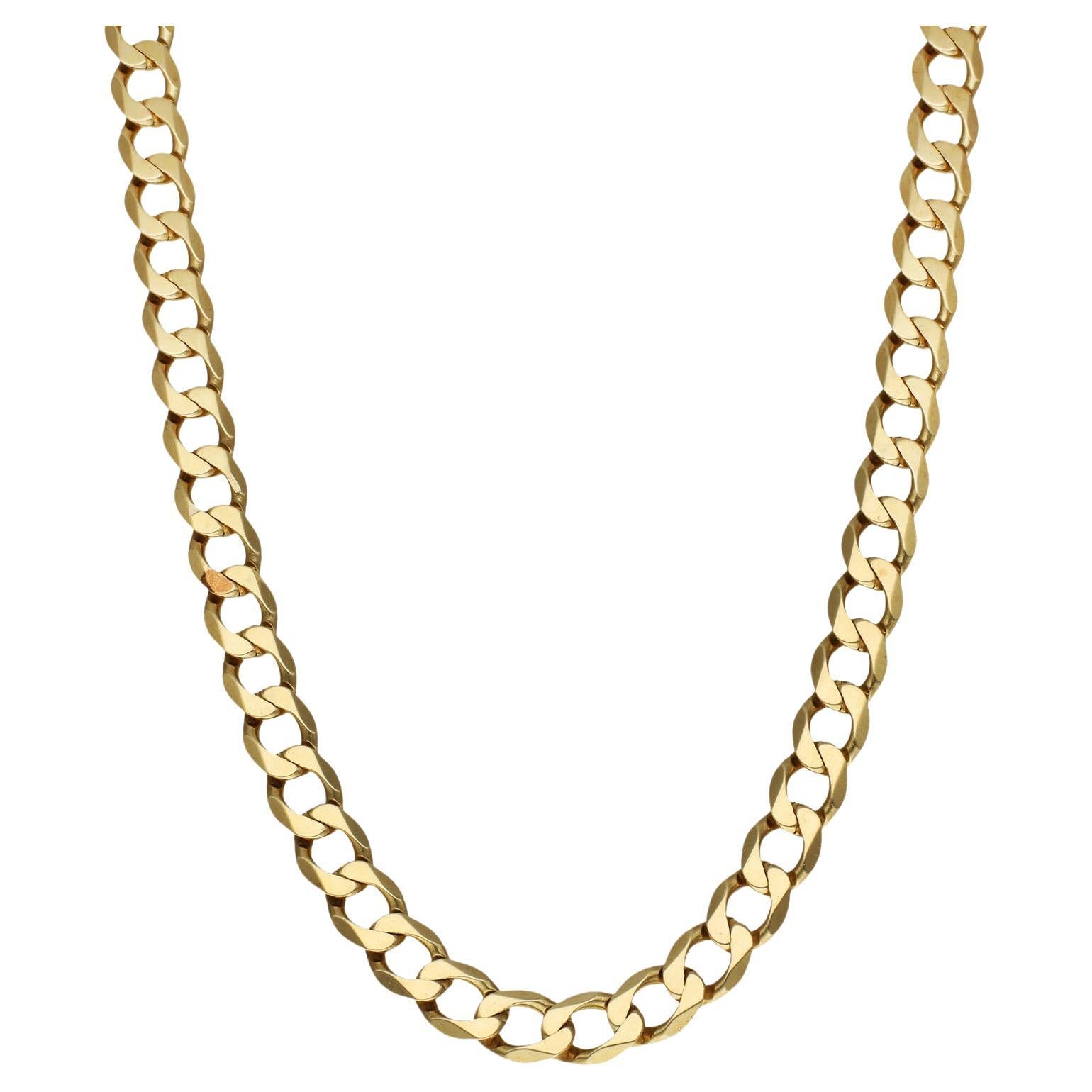 9ct Yellow Gold 8.44mm 22 Inch Filed Curb Chain 46.30 grams