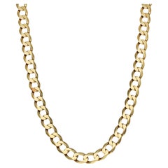 Retro 9ct Yellow Gold 8.44mm 22 Inch Filed Curb Chain 46.30 grams