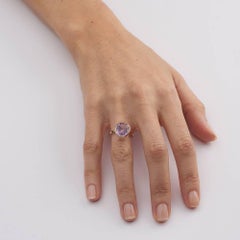 9 Carat Yellow Gold and Pookie-Cut Amethyst Cabochon Stacking Ring
