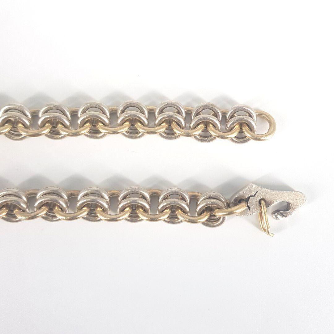 9 Carat Yellow Gold and Silver Link Chain In Excellent Condition For Sale In Cape Town, ZA