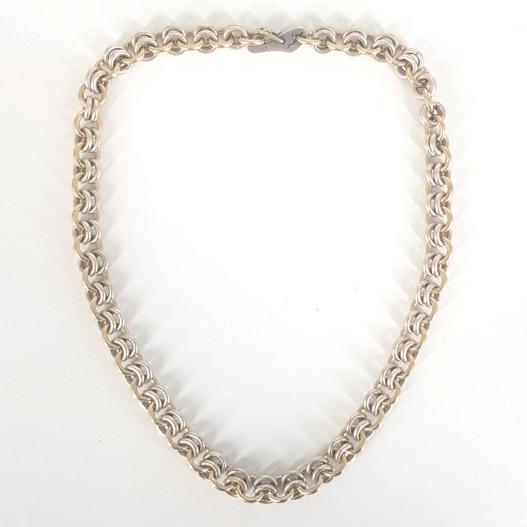 Women's or Men's 9 Carat Yellow Gold and Silver Link Chain For Sale