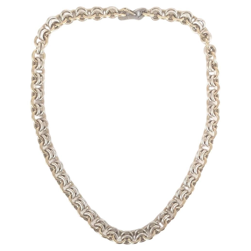 9 Carat Yellow Gold and Silver Link Chain