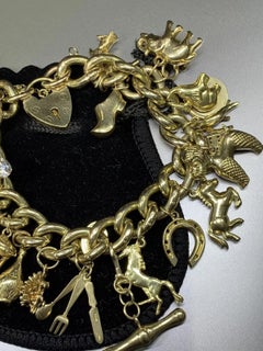 9ct yellow gold antique charm bracelet