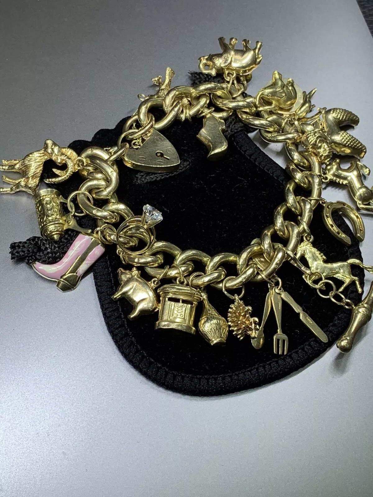da uomo o donna Bracciale Charme Antiques in oro giallo 9 ct. in vendita
