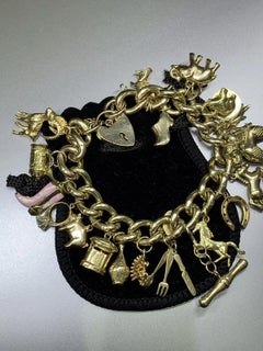 9ct yellow gold antique charm bracelet