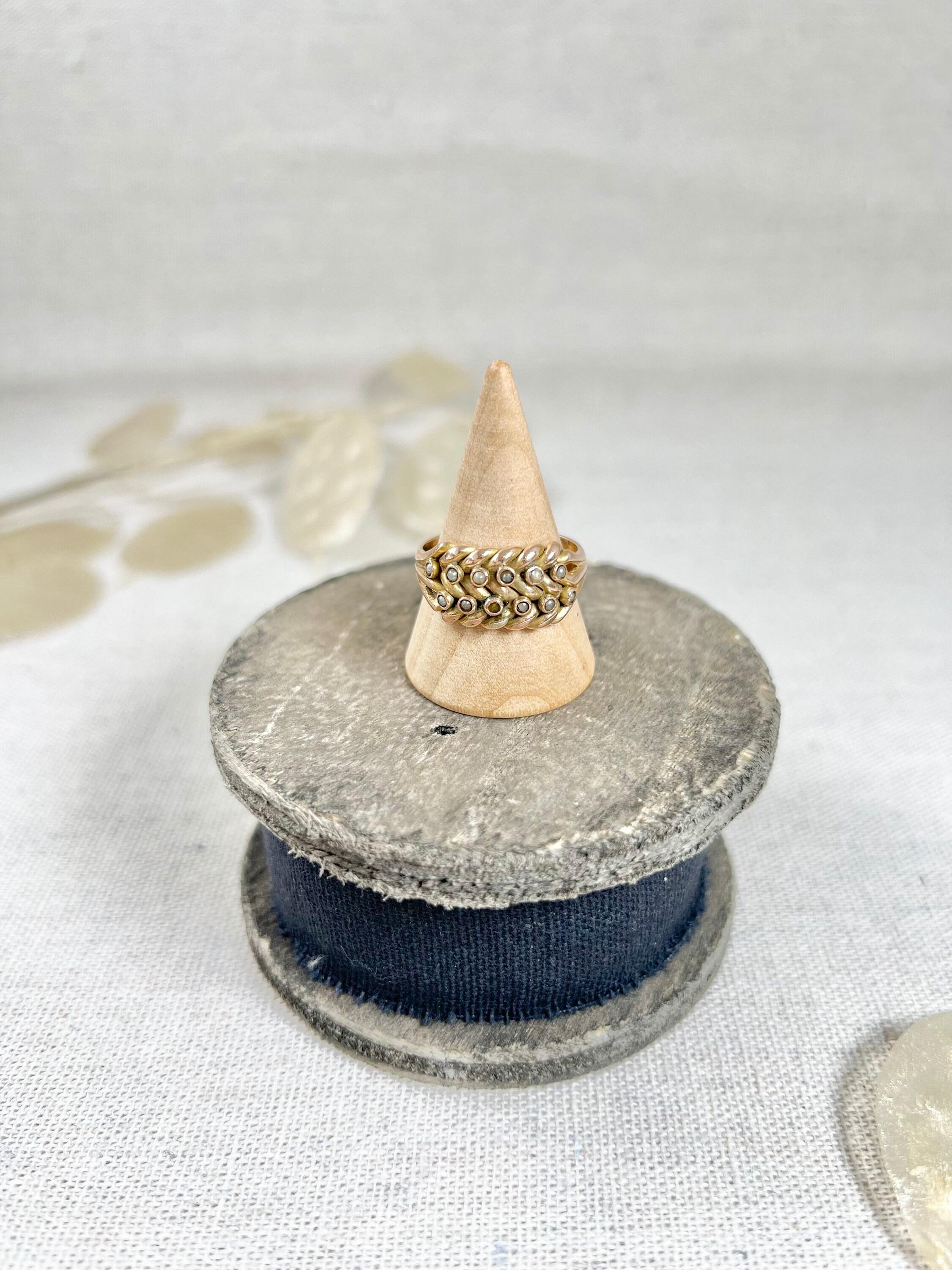 9ct Yellow Gold Birmingham Hallmarked Victorian Seed Pearl Set Keepers Ring For Sale 4