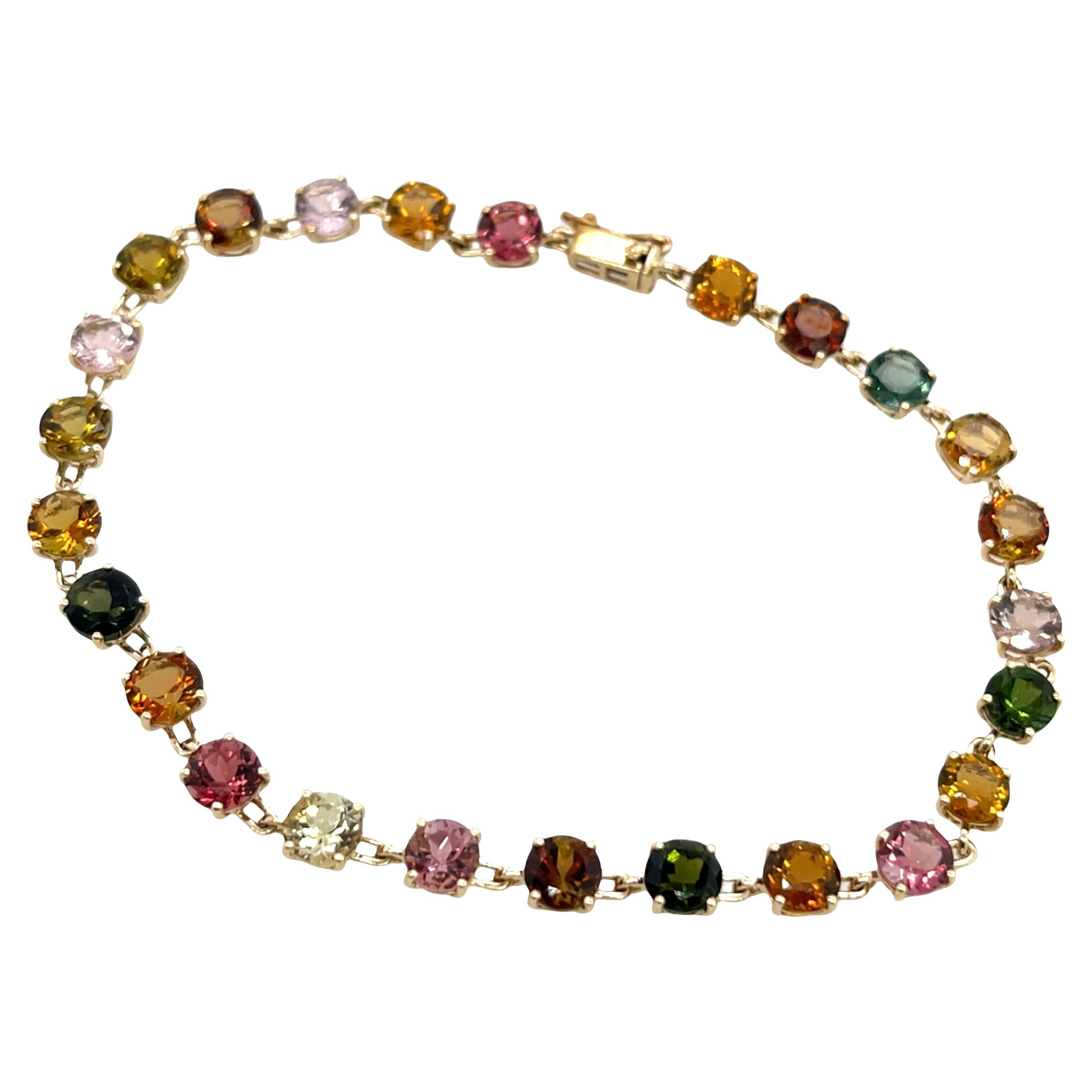 Pulsera de oro amarillo de 9 ct con turmalinas naturales de talla mixta