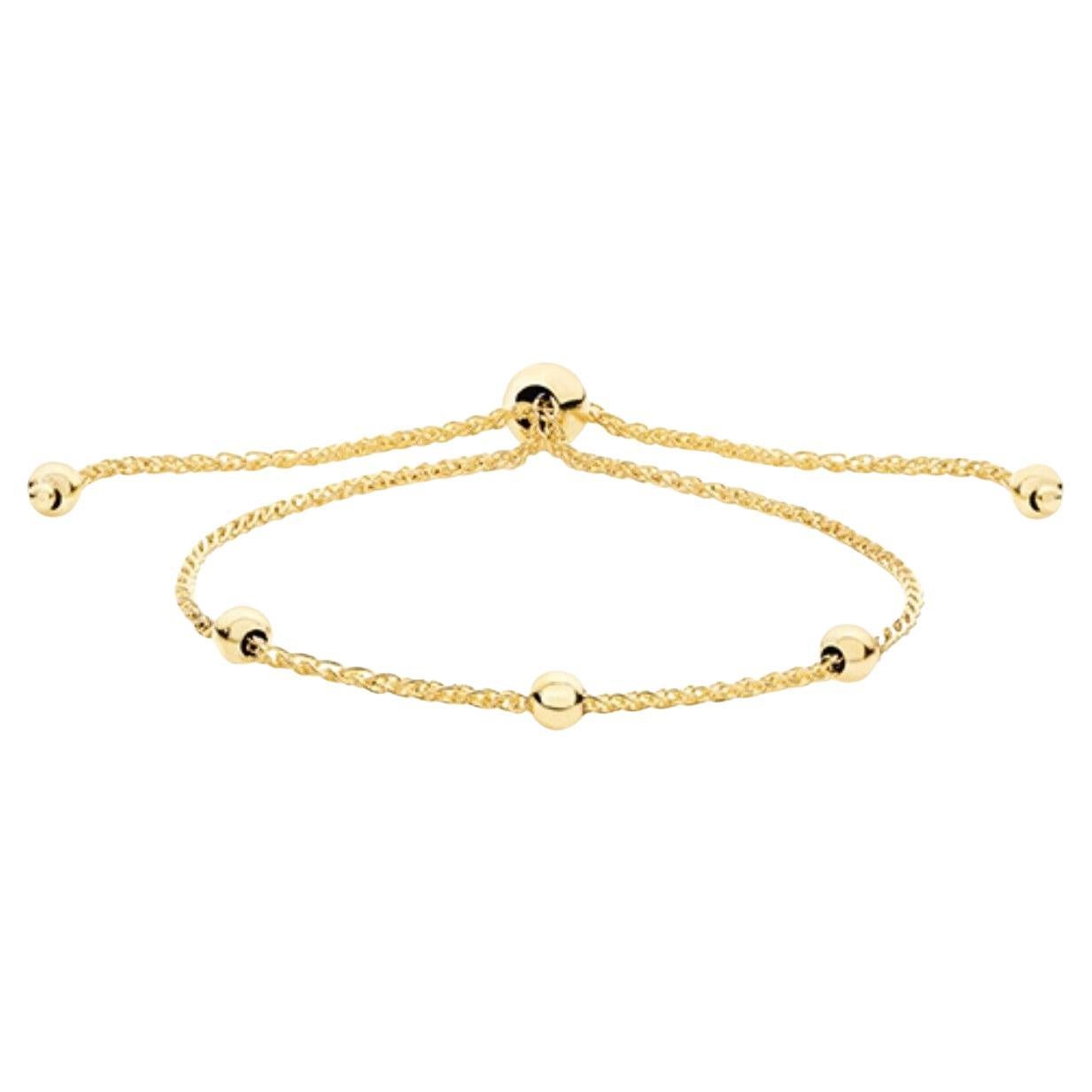 Bracelet de perles en chaîne en or jaune 9ct amitié réglable 3g en vente