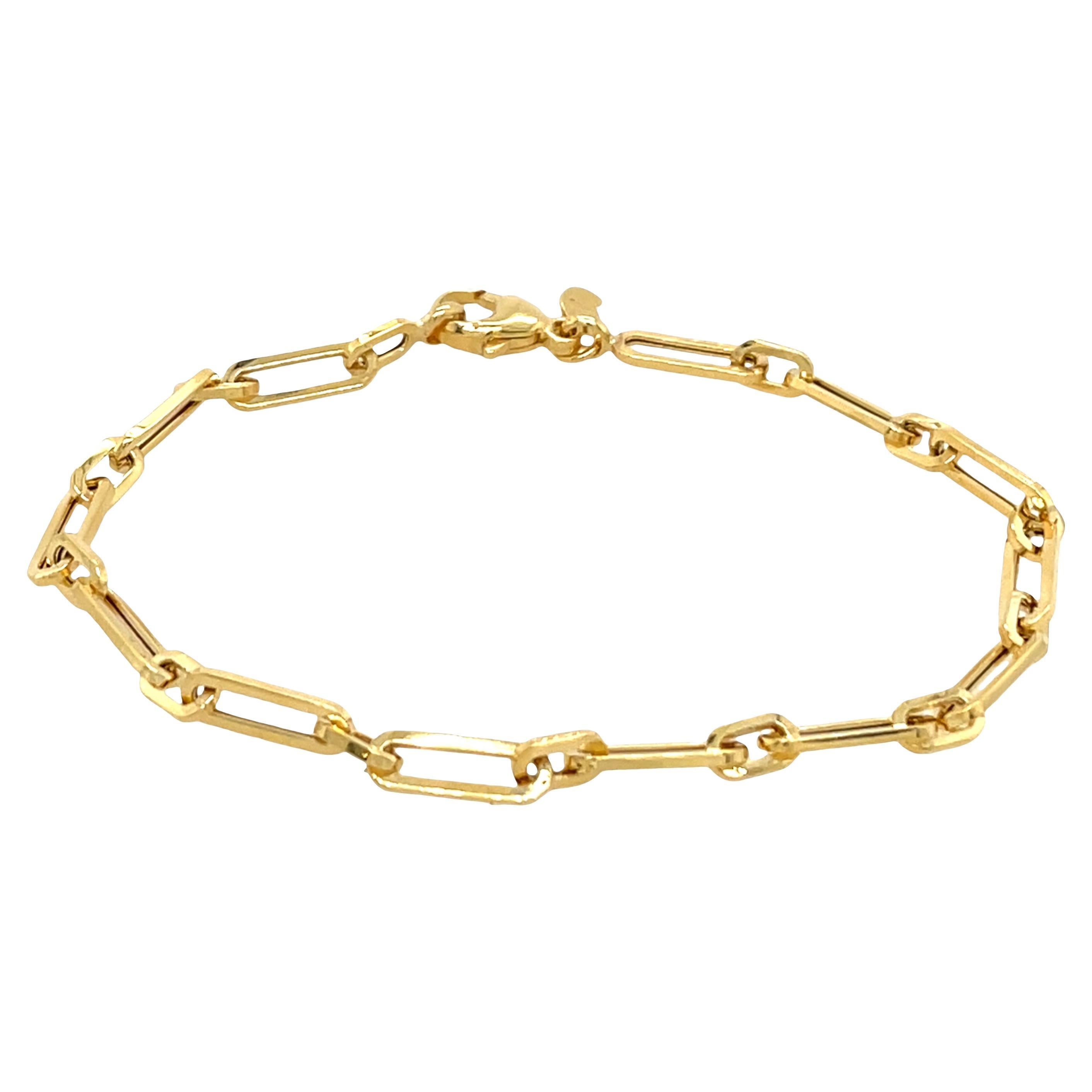9ct Yellow Gold Chain Paper link Bracelet in vendita