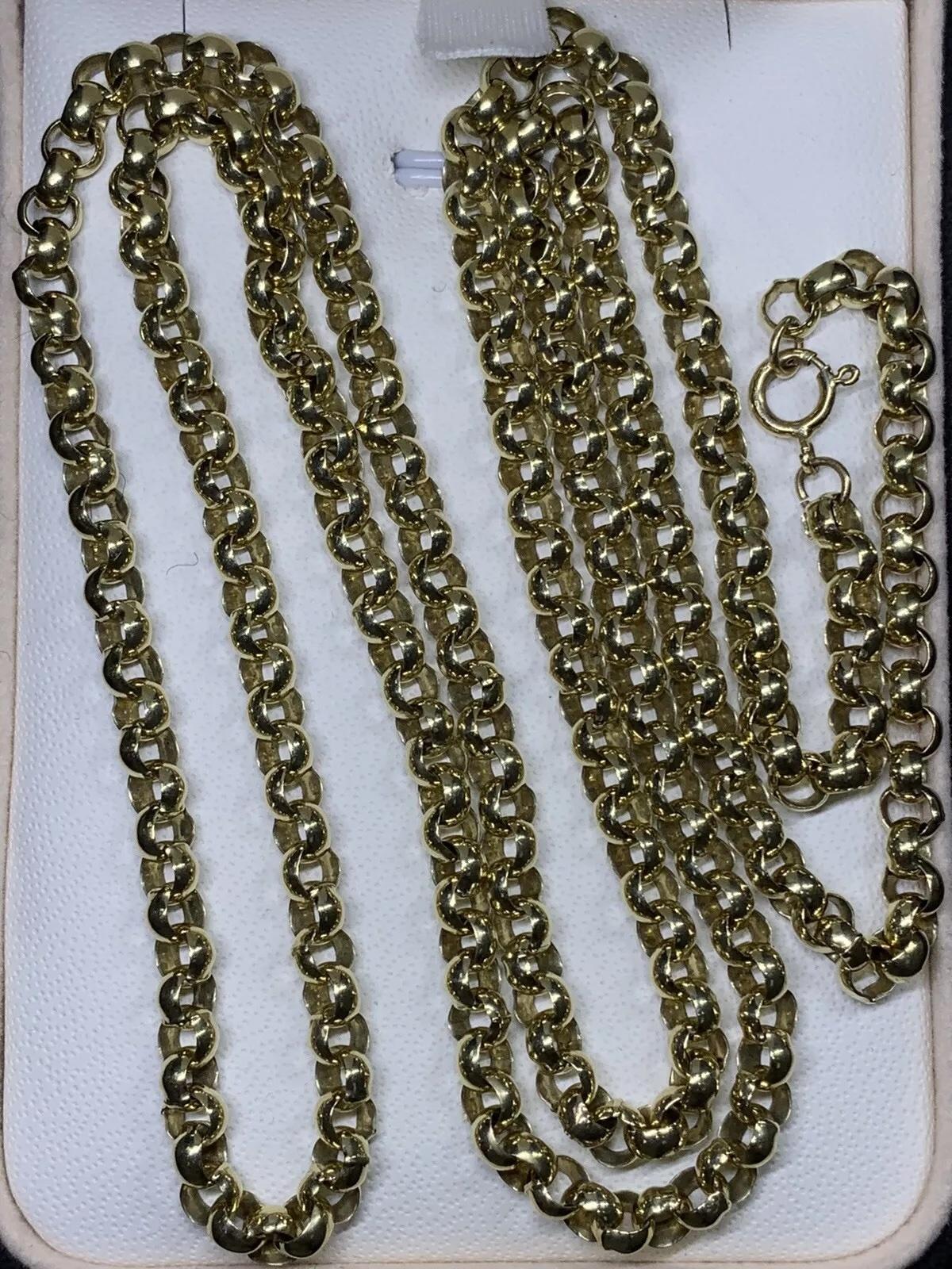 9ct Yellow Gold Chunky Belcher Curb Cuban Link Chain Necklace 31.1g 28 Inches
Chunky 9k yellow gold large curb cuban link chain necklace elongated plain solid gold.
9ct yellow gold belcher chunky chain necklace long large shaped links.
Length 28