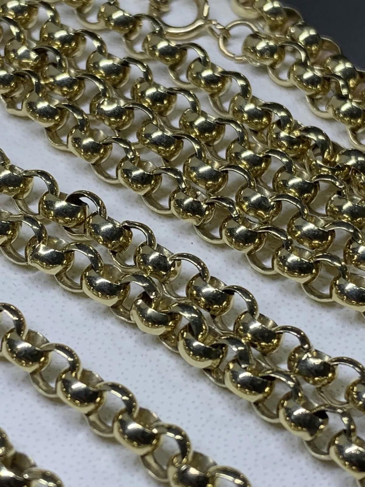 9ct Yellow Gold Chunky Belcher Curb Cuban Link Chain Necklace In New Condition For Sale In London, GB