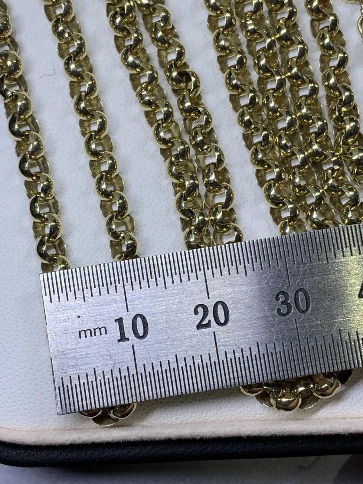 9ct Yellow Gold Chunky Belcher Curb Cuban Link Chain Necklace For Sale 2