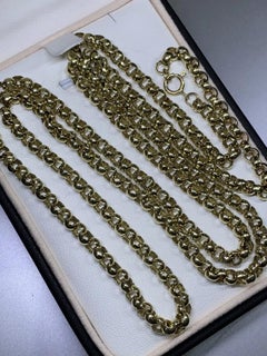 Used 9ct Yellow Gold Chunky Belcher Curb Cuban Link Chain Necklace
