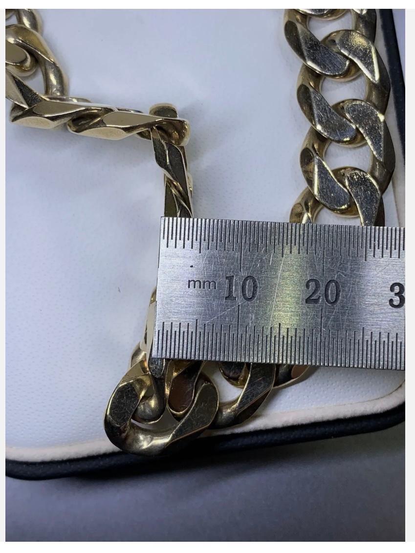 Bracelet en or jaune 9ct à gros maillons cubains 61.1g 9 Inches en vente 5