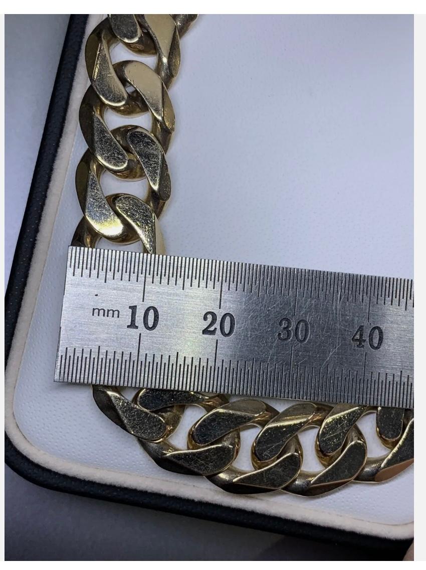 9ct Yellow Gold Chunky Curb Cuban Link Solid Bracelet 61.1g 9 Inches For Sale 4