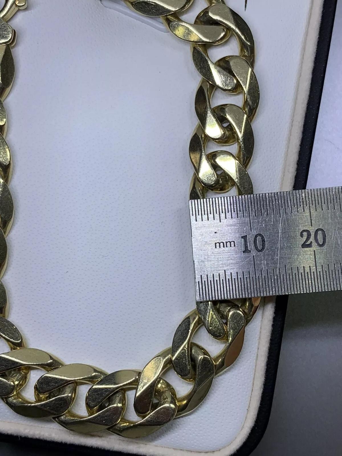 9ct Gelbgold Chunky Curb Cuban Link Massiv-Armband im Angebot 1
