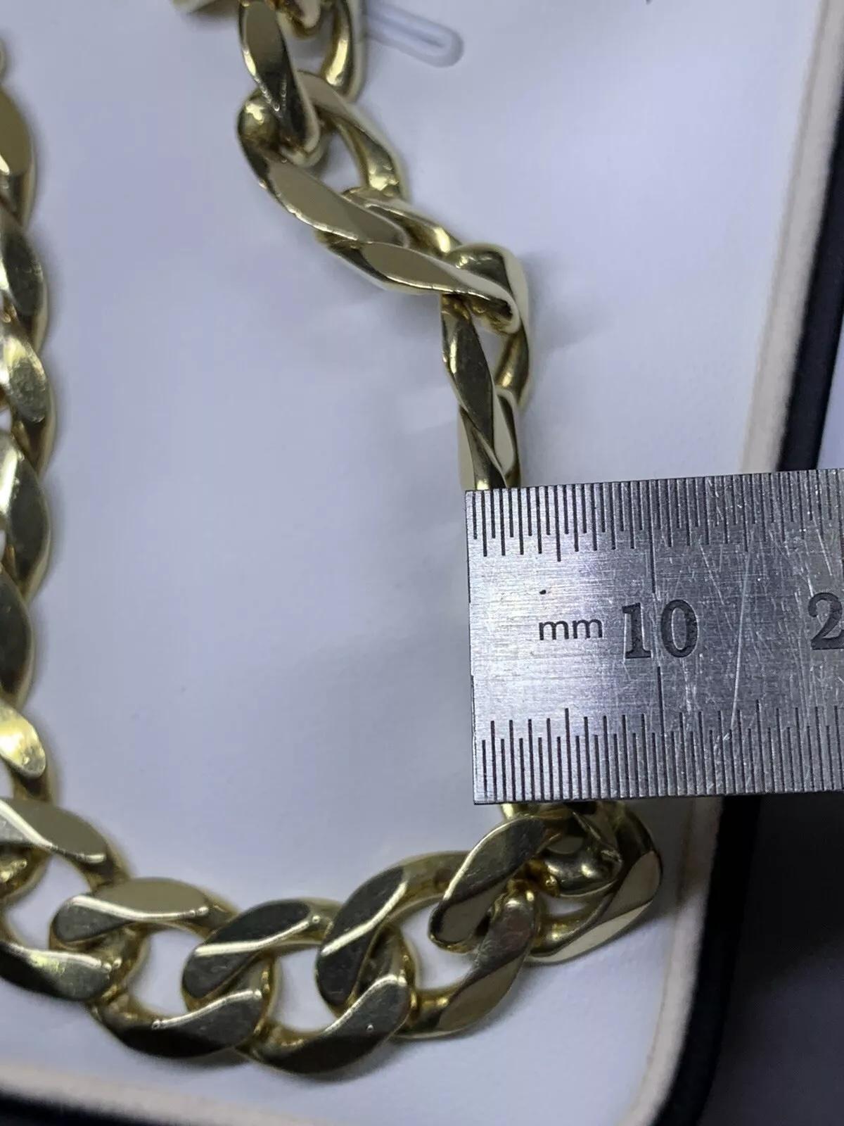 9ct Gelbgold Chunky Curb Cuban Link Massiv-Armband im Angebot 2