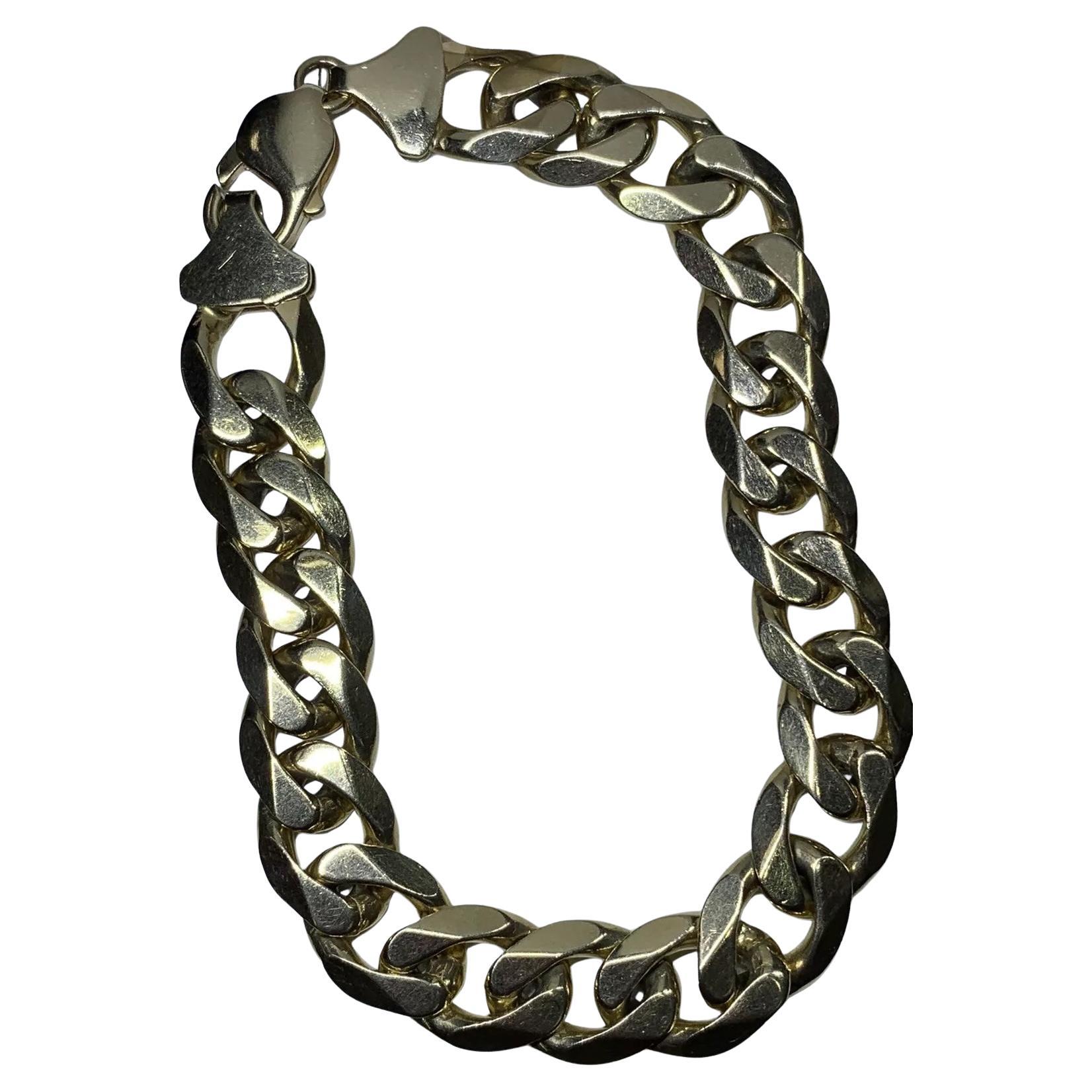 9ct Gelbgold Chunky Curb Cuban Link Massiv-Armband im Angebot