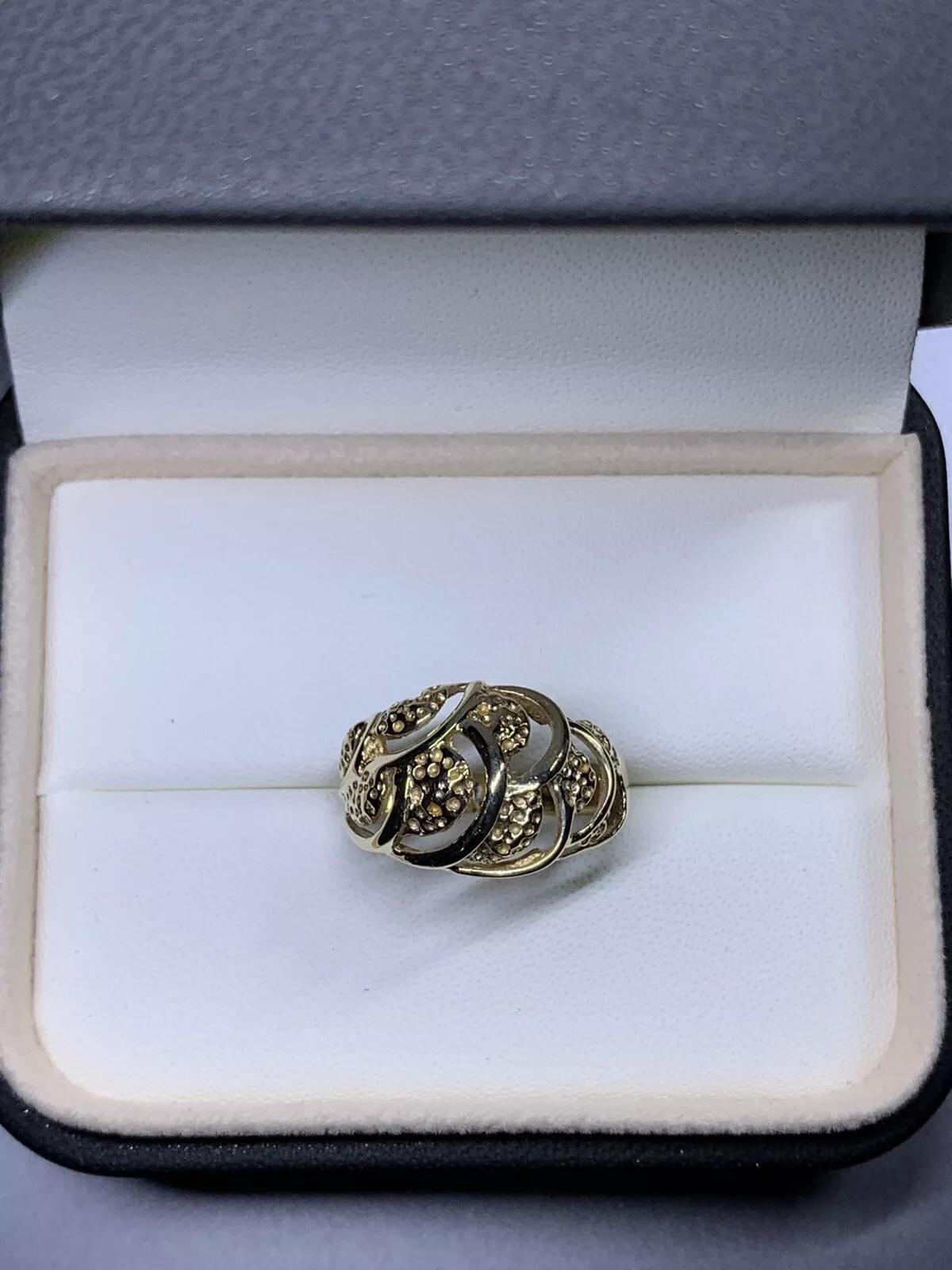da uomo o donna Anello di fidanzamento a cupola in oro giallo 9 ct. in vendita
