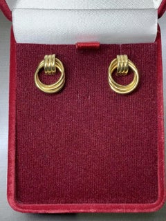 9ct Yellow gold chunky drop hoops huggies earrings
