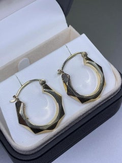 9ct Yellow Gold Chunky Hoop Huggie Plain Earrings