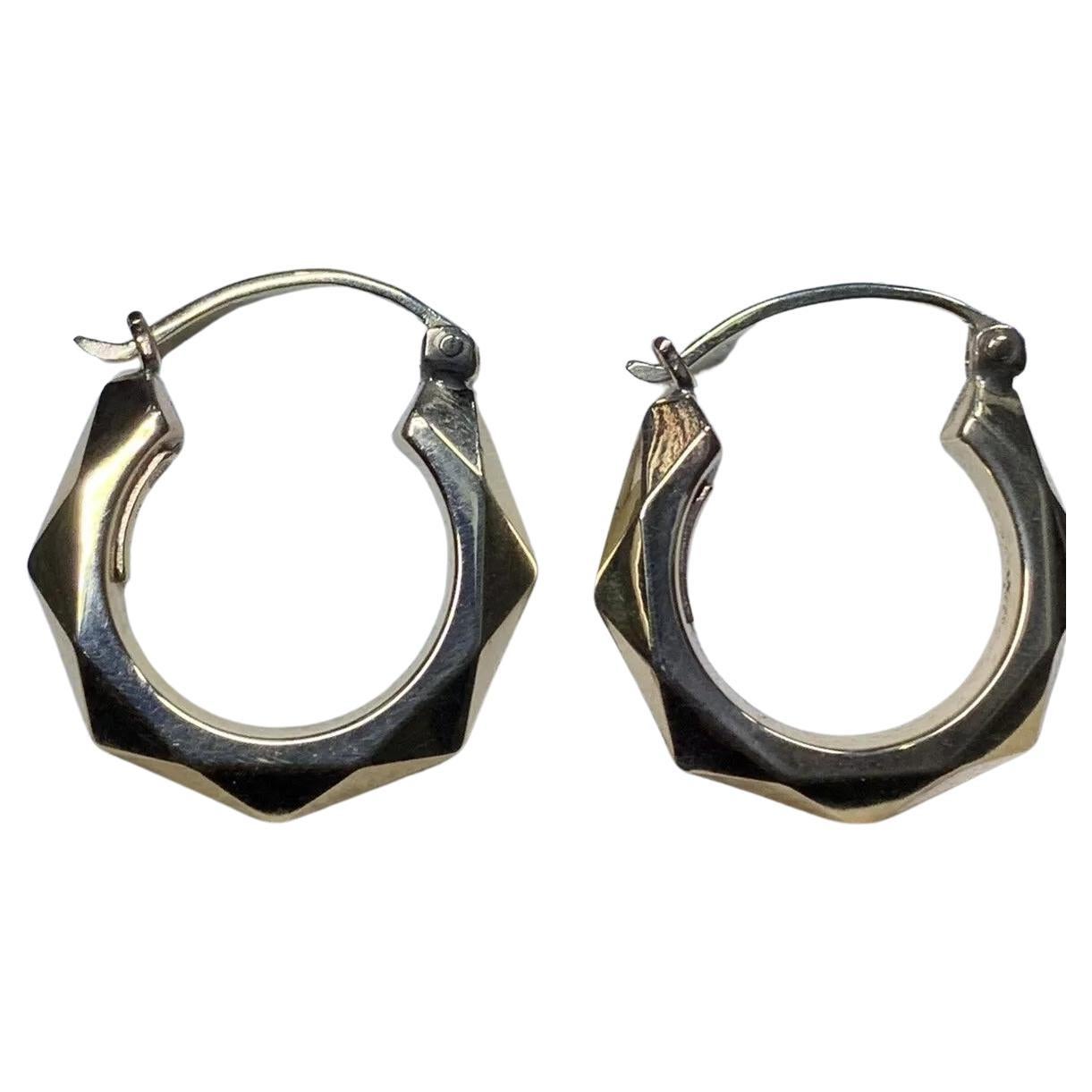 9ct Yellow Gold Chunky Hoop Huggie Plain Earrings