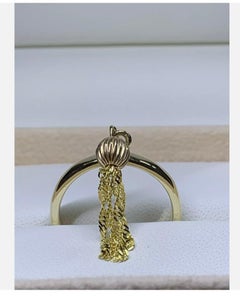 9ct Yellow Gold Chunky Tassel Drop Dangle Engagement Ring