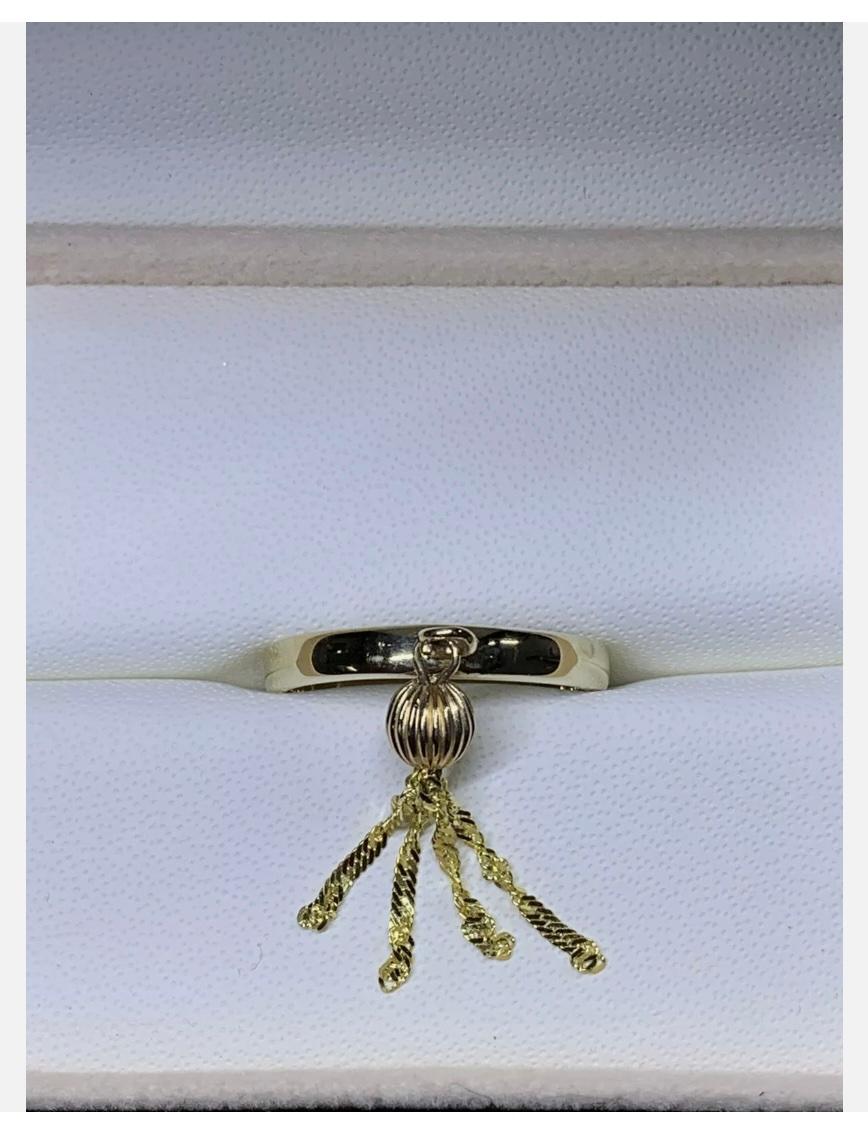 9ct Yellow Gold Chunky Tassel Drop Dangle Engagement Ring In New Condition For Sale In London, GB