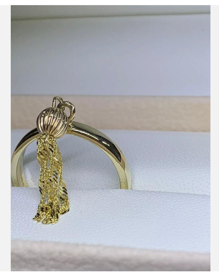 Women's or Men's 9ct Yellow Gold Chunky Tassel Drop Dangle Engagement Ring For Sale