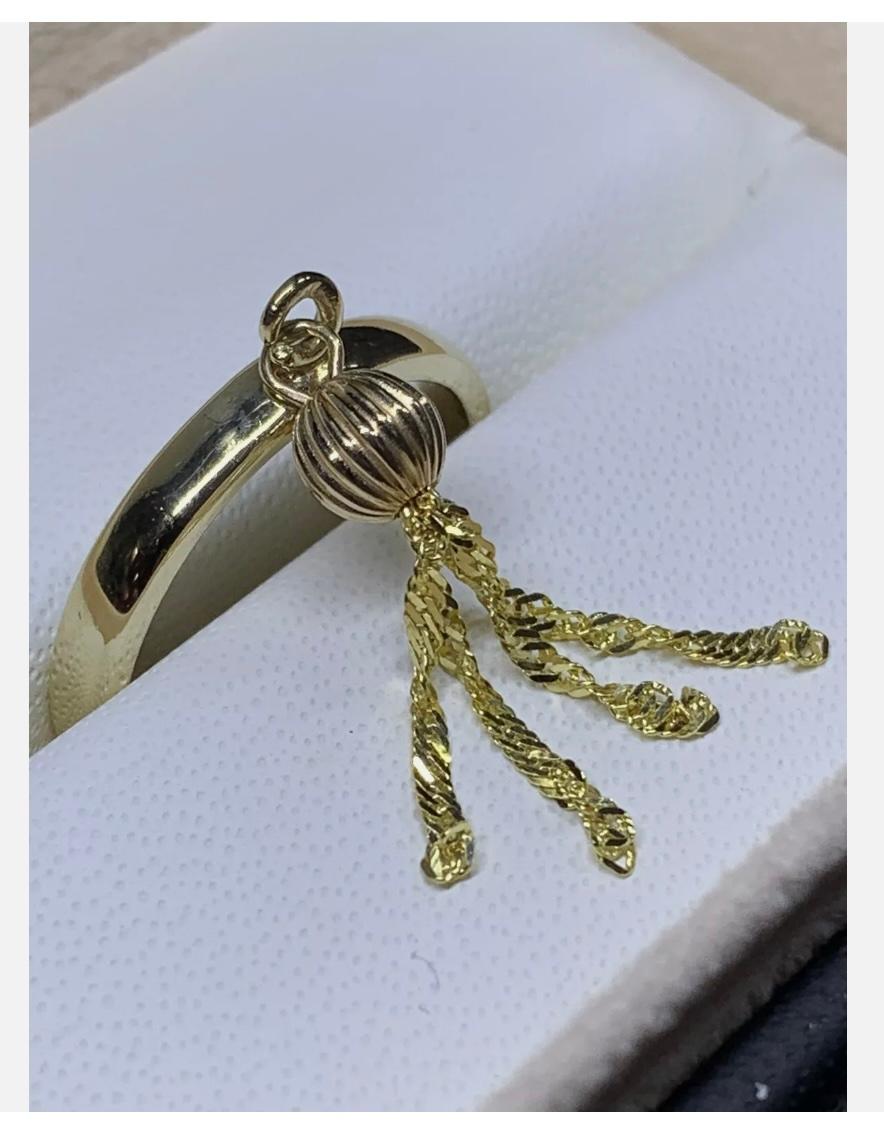 9ct Yellow Gold Chunky Tassel Drop Dangle Engagement Ring For Sale 1