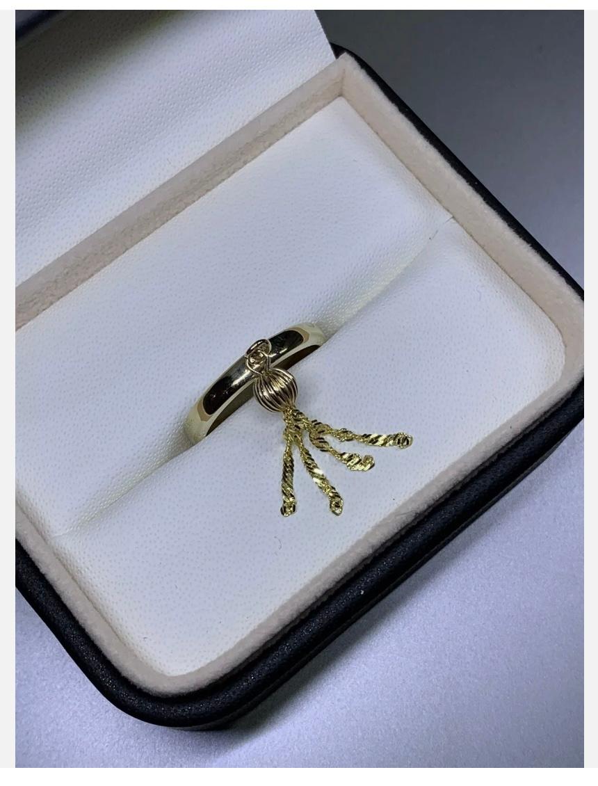9ct Yellow Gold Chunky Tassel Drop Dangle Engagement Ring For Sale 4