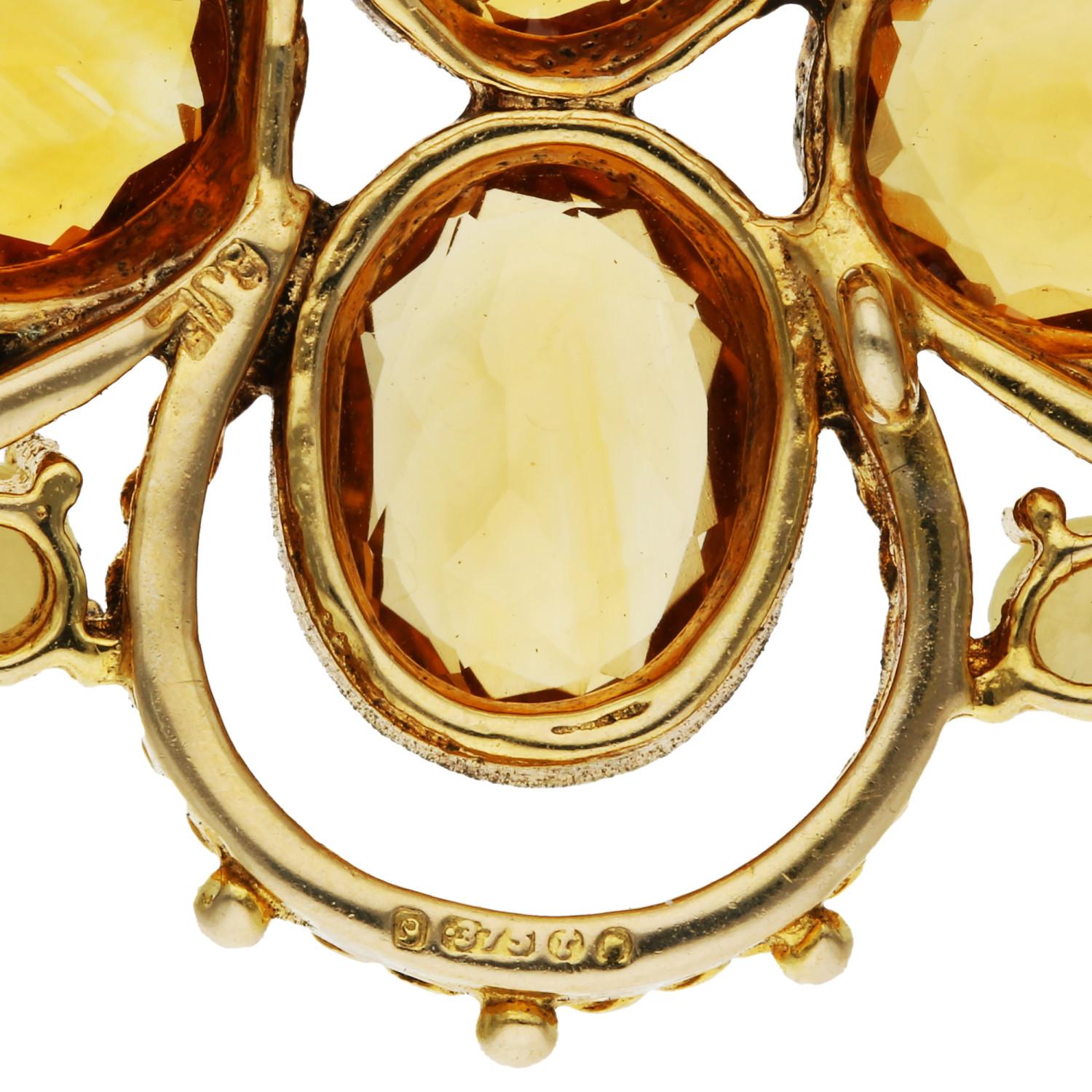 Oval Cut 9ct Yellow Gold Citrine & Split Pearl Brooch 9.10 grams For Sale