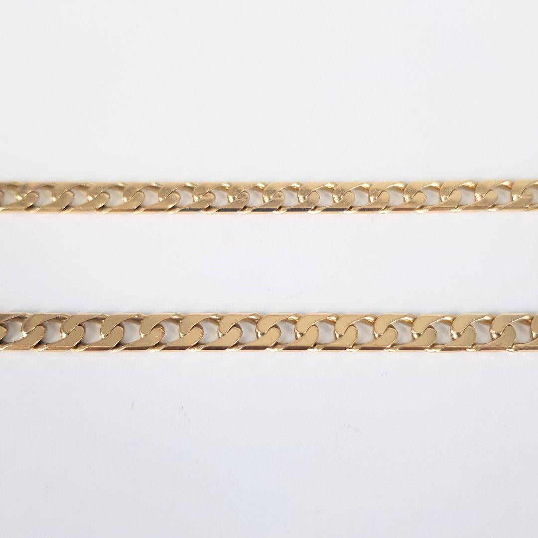 Extraordinary
Chain Attributes: 
Weight:			27.76gram 
Metal Colour:		Yellow gold
Metal:			9ct 
Chain measurements:
Length:                           	575mm
Width: 			5mm
